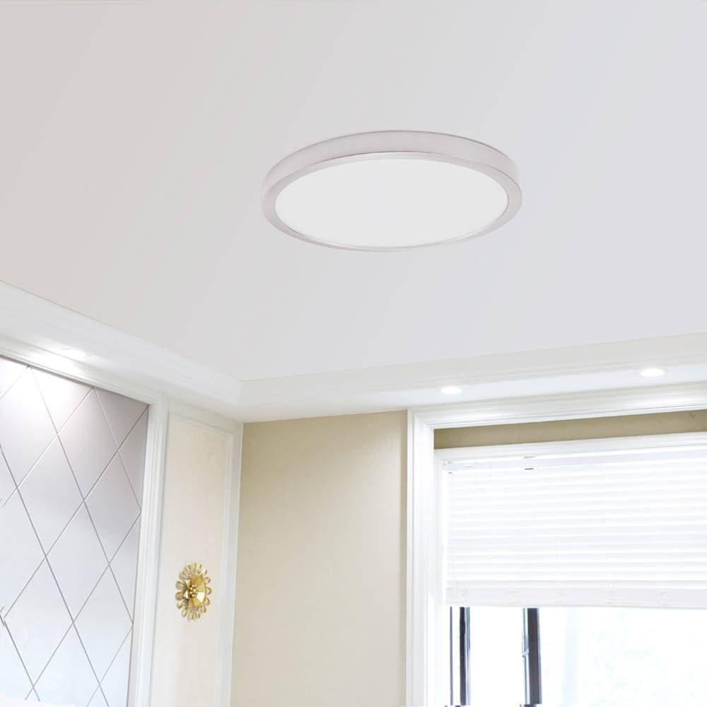 Project Source Adjustable Color Temperature 1-Light Brushed Nickel LED Flush Mount Light | MXL1069-L18.5K9027