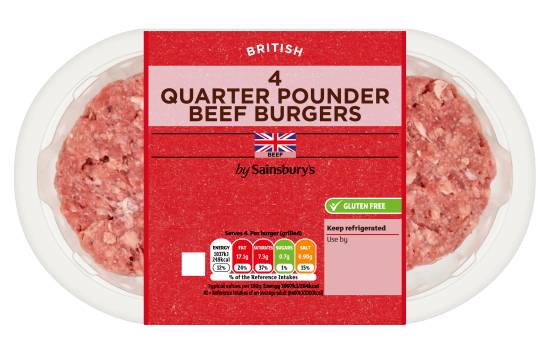Sainsbury's British Quarter Pounder Beef Burgers (4 pack)