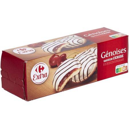 Biscuits génoises cerise chocolat blanc CARREFOUR - le paquet de 150g