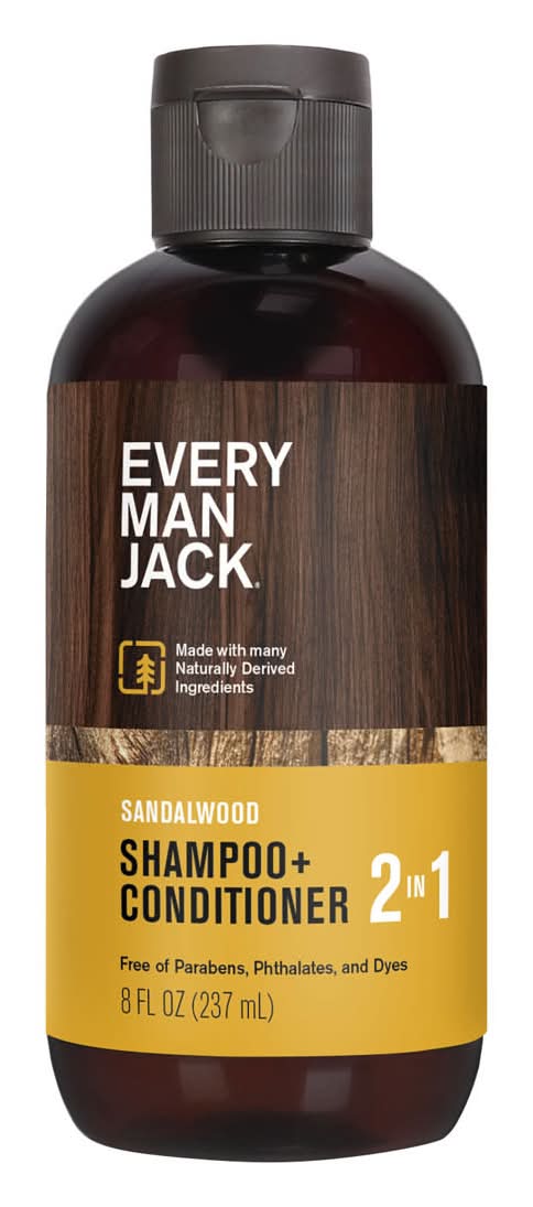 Every Man Jack 2 In 1 Shampoo & Conditioner, Sandalwood (8 fl oz)