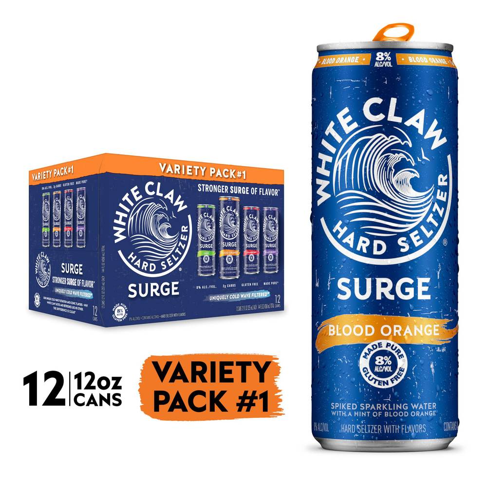 White Claw Hard Seltzer Surge Variety pack (144 fl oz)