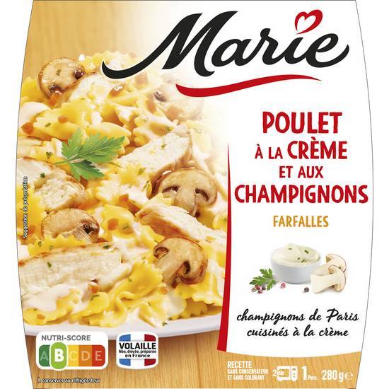Marie - Plat cuisiné de poulet aux farfalles, crème & champignons (280g)