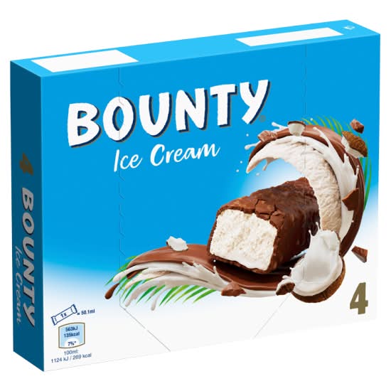 Bounty Chocolate-Coconut, Ice Cream Bars (4 pack)