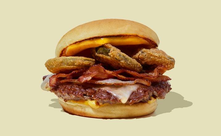 Carolina BBQ Burger with Fried Pickles