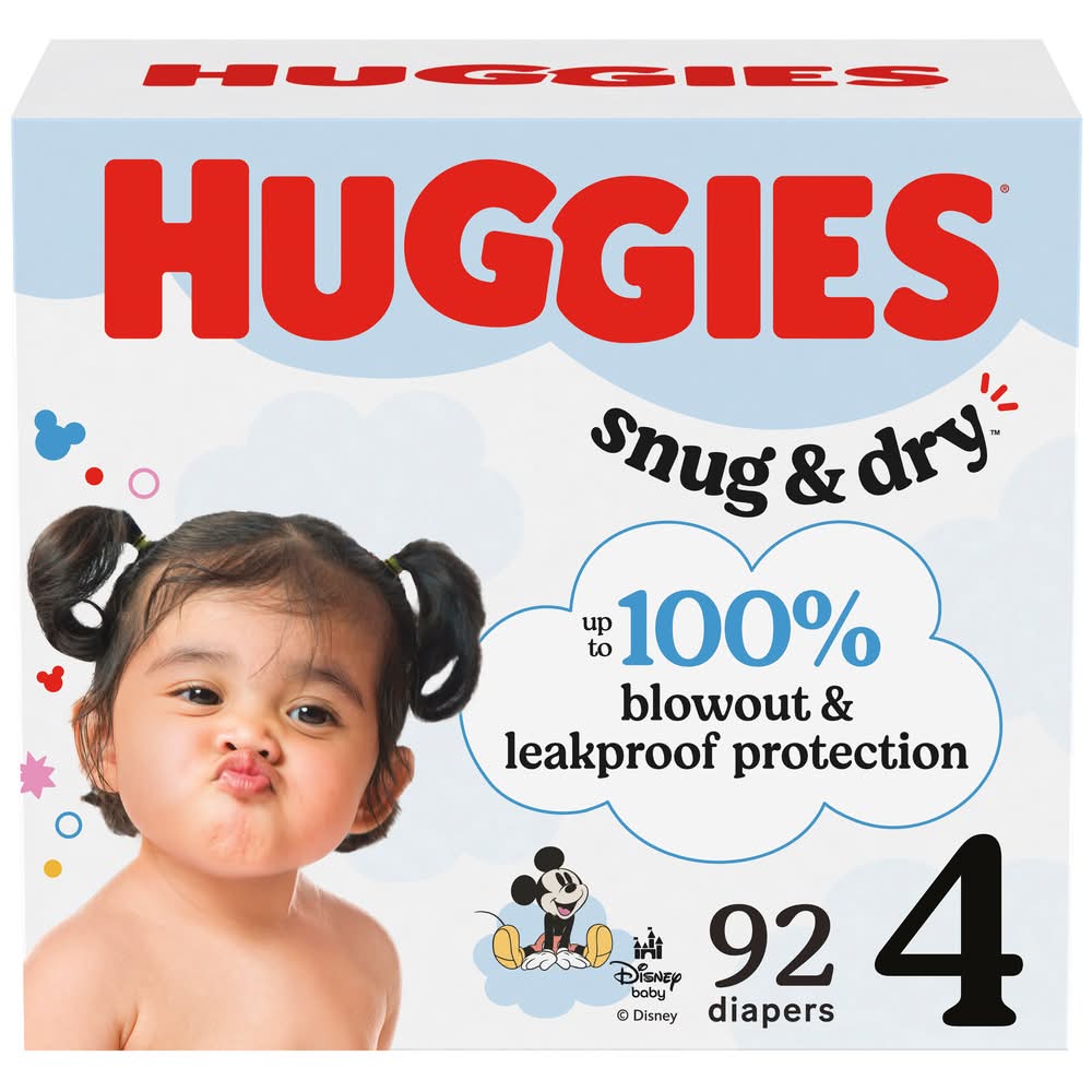Huggies Snug & Dry Baby Diapers, Size 4 (92 ct)
