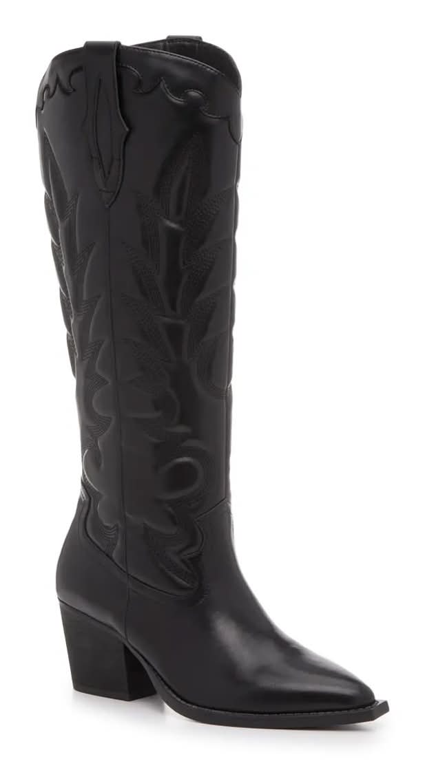Crown Vintage Sury Cowboy Boot (Black Wide Width, Standard Calf - 7.5)