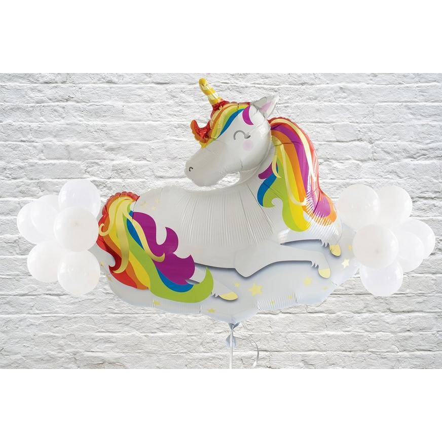 Party City Uninflated Rainbow Unicorn With Latex Balloons, Unisex, 29in x 49in, Multi