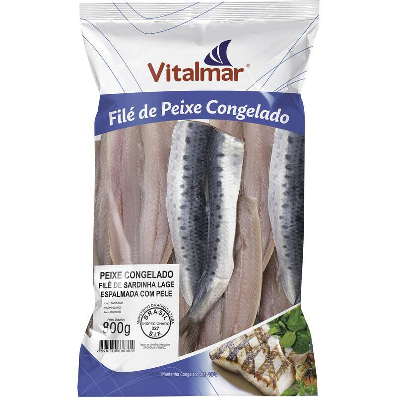 Vitalmar peixe filé de sardinha espalmado (800g)