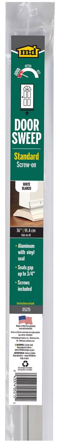 M-D Building Products White Aluminum Sweep For Doors 36 In. L X 1.38 In.