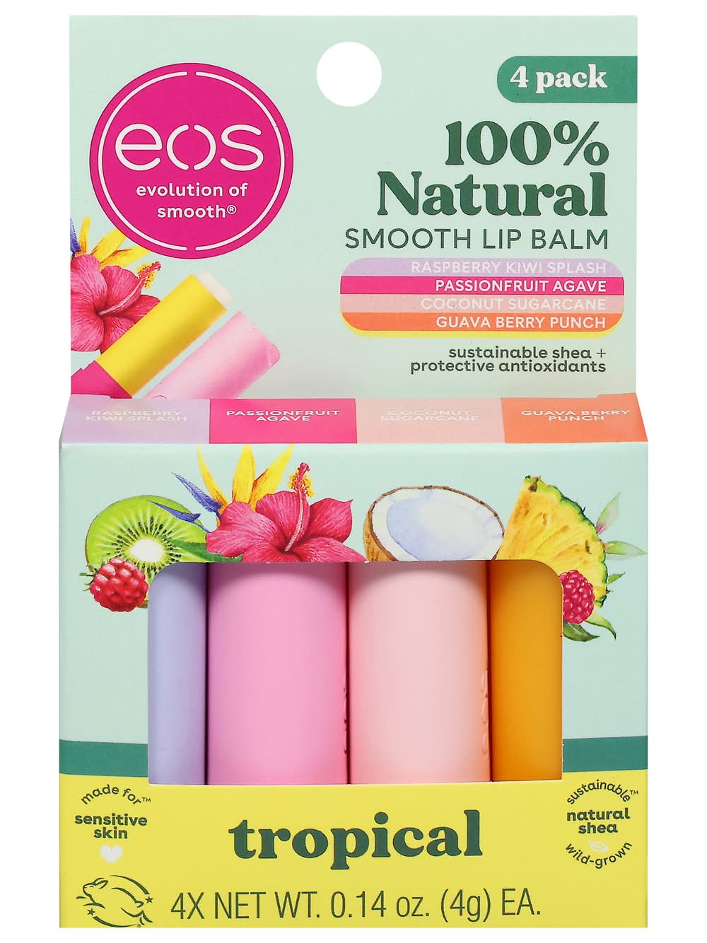 eos 100% Natural Lip Balm Tropical (4 ct)