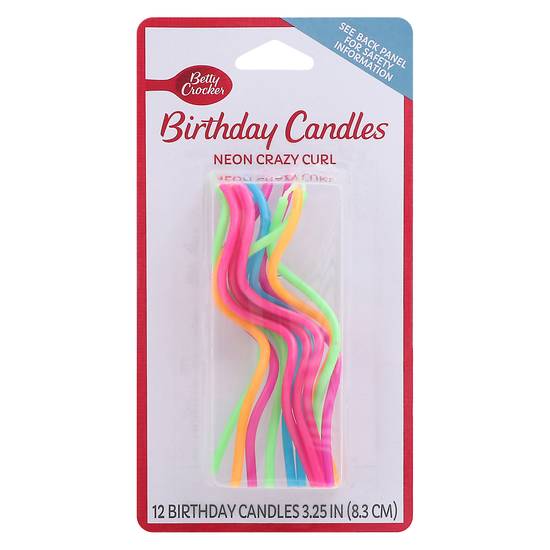 Betty Crocker 3.25 Inch Neon Crazy Curl Birthday Candles