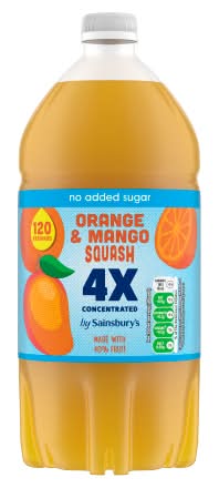 Sainsbury's Orange & Mango, No Added Sugar Squash Fruit Juice (1.5L)