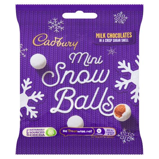 Cadbury Mini Snowballs Milk Chocolate With a Crisp Sugar Shell (80g)