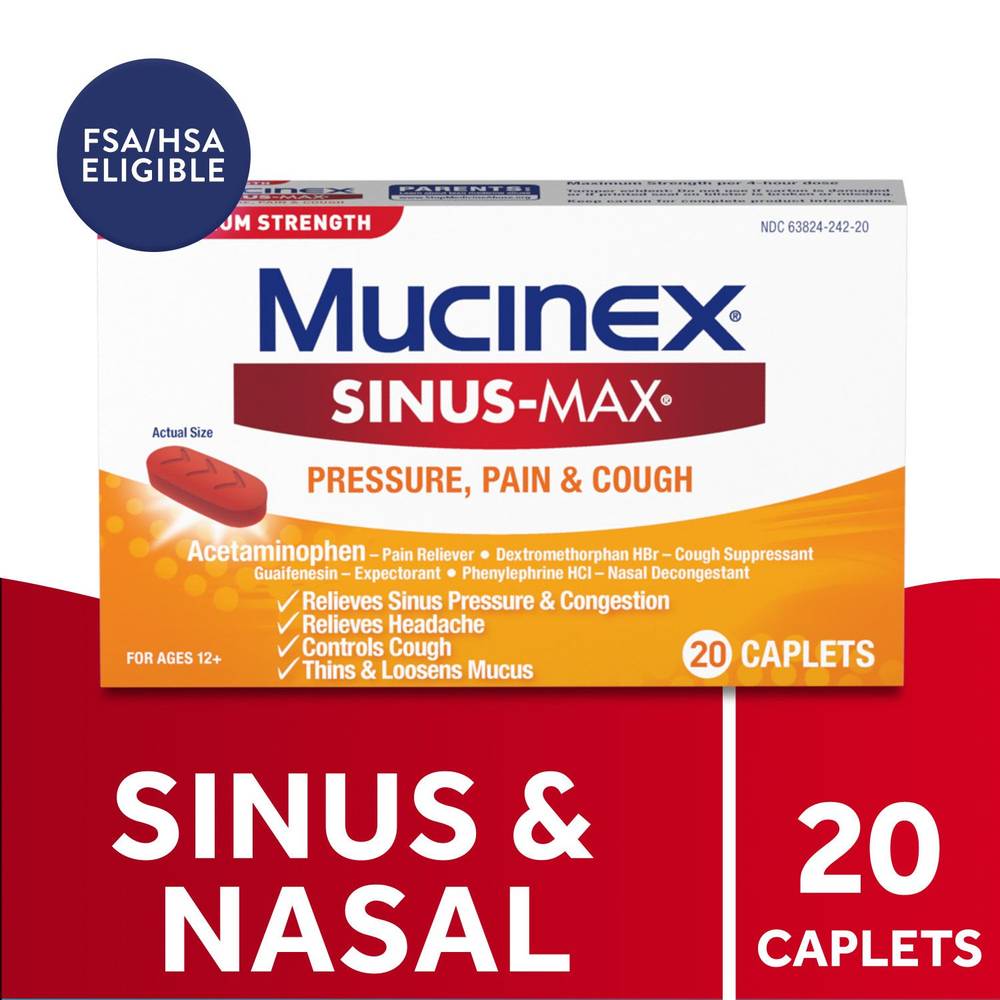 Mucinex Sinus-Max For Pressure, Pain & Cough, 20 Ct