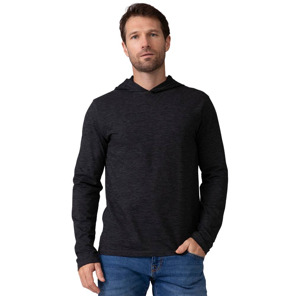 Free Country Men's Black Knit Long Sleeve Hoodie (Medium) | 11MMAF4554BLACK M