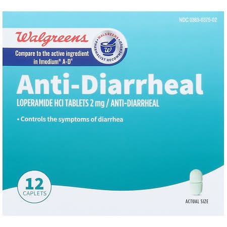 Walgreens Loperamide Hydrochloride Anti-Diarrheal Tablets 2 mg (12 ct)