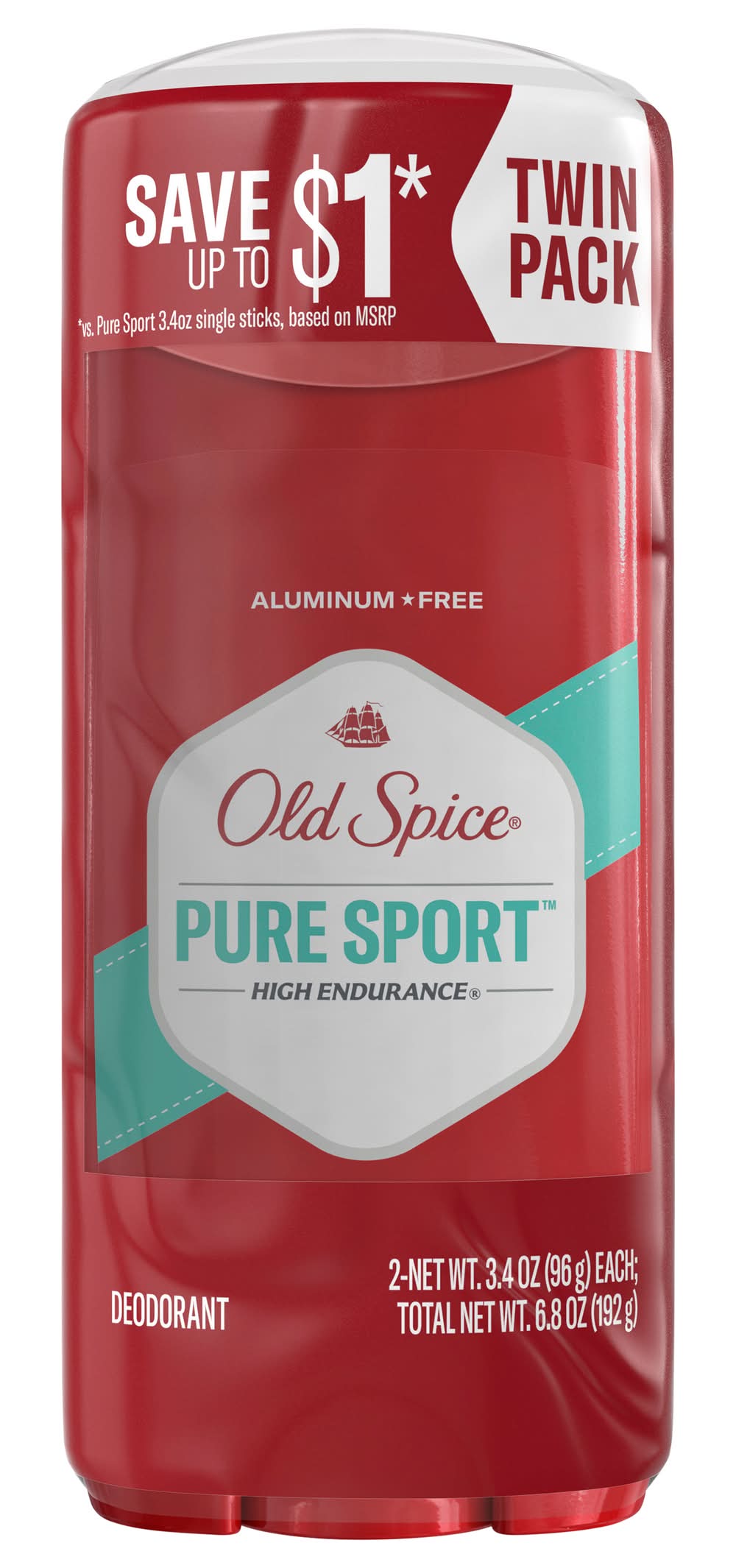 Old Spice Pure Sport Deodorant Twin pack (2 x 3.4 oz)