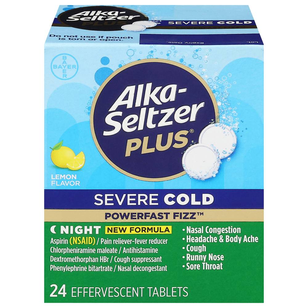 Alka-Seltzer Plus Severe Cold Powerfast Fizz Tablets, Lemon (24 ct)