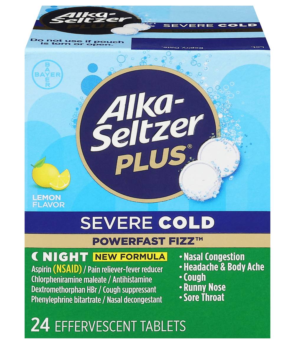 Alka-Seltzer Plus Severe Cold Powerfast Fizz Tablets, Lemon (24 ct)