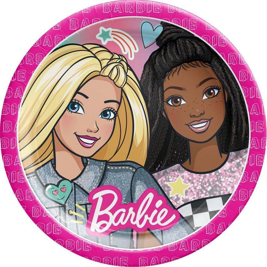 Party City Barbie Dream Together Paper Lunch Plates, 9 in, Multicolor (8 pack)