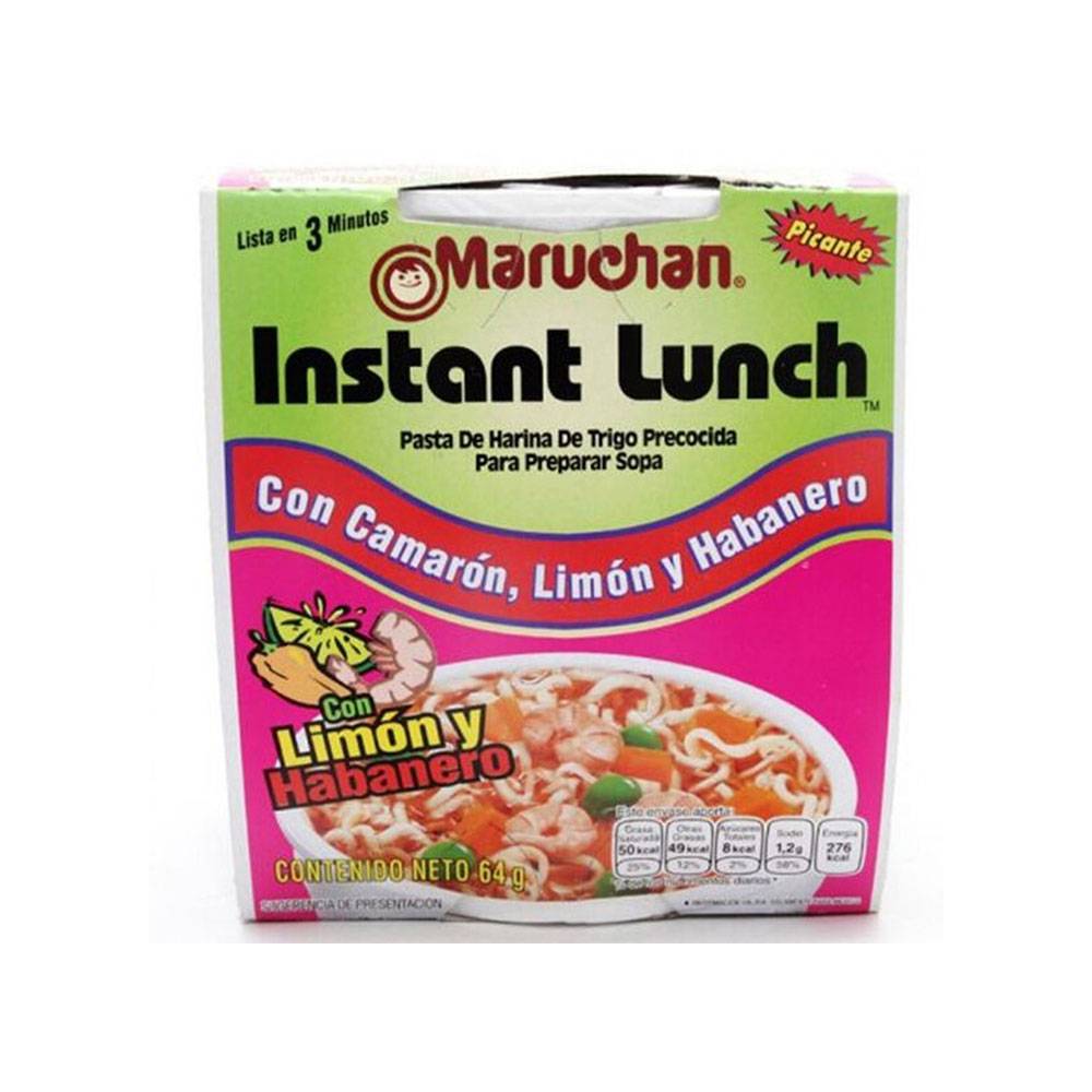 Maruchan sopa instántanea con camarón limón y habanero