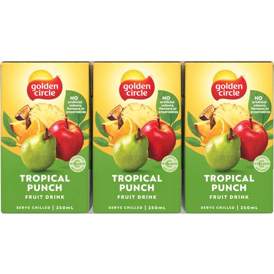 Golden Circle Tropical Punch Fruit Drink Lunch Box Multipack Poppers 250ml (6 pack)