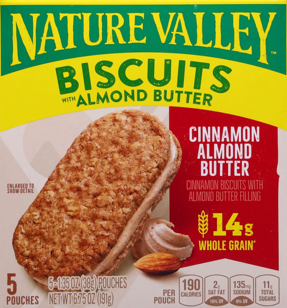 Nature Valley Sandwich Biscuits, Cinnamon Almond Butter (5 x 1.35 oz)