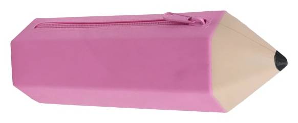 Office Depot® Brand Pencil-Shaped Silicone Pencil Pouch, 3-3/8" x 10", Pink