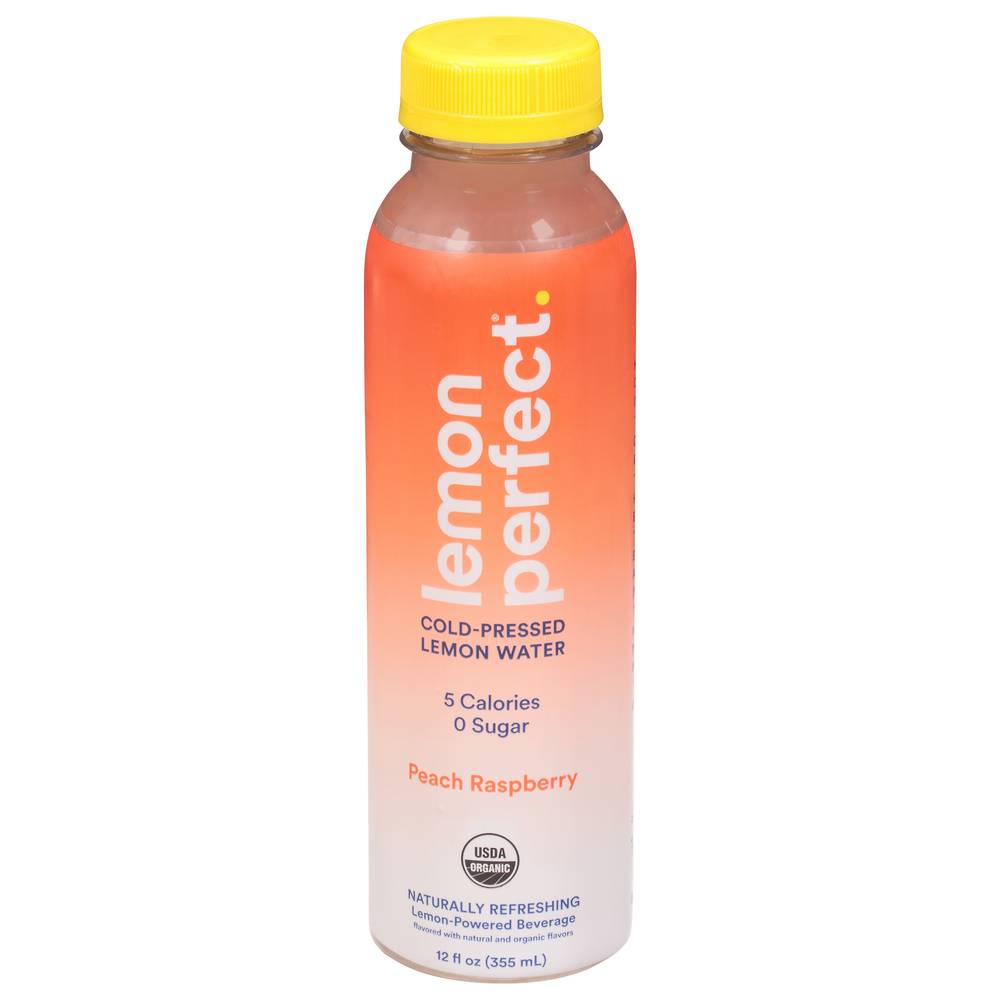 Lemon Perfect Cold-Pressed Lemon Water, Peach-Raspberry (12 fl oz)