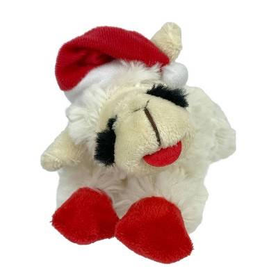 Multipet Christmas Lamb Chop With Santa Hat Dog Toy, 6", Assorted