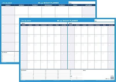 AT-A-GLANCE 30/60 Day Planner 24 x 36 Wet Erase Wall Calendar, Reversible, Blue (PM233P-28)