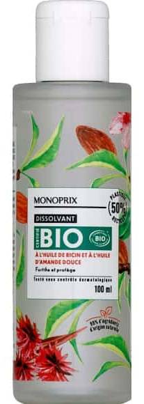 Monoprix Bio - Dissolvant à l'huile de ricin et à l'huile d'amande douce (100ml)