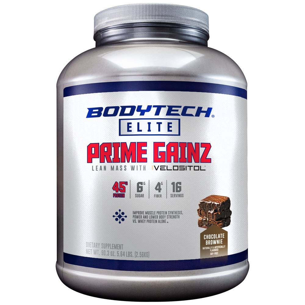 BodyTech Prime Gainz Lean Mass Protein Powder, Chocolate Brownie (90.3 oz)