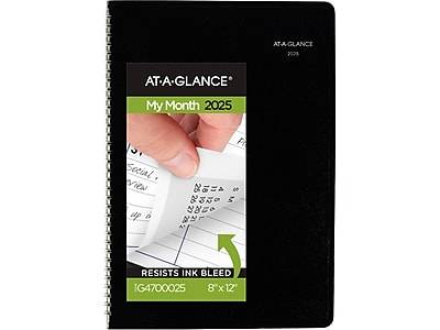 AT-A-GLANCE 2025 Dayminder Monthly Planner Faux Leather Cover, Black