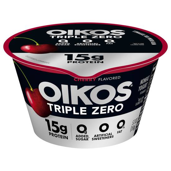 Oikos Triple Zero 0% Nonfat Cherry Flavor Blended Greek Yogurt