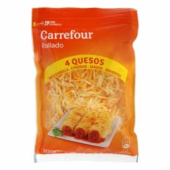 Queso rallado cuatro quesos Carrefour 200 g.