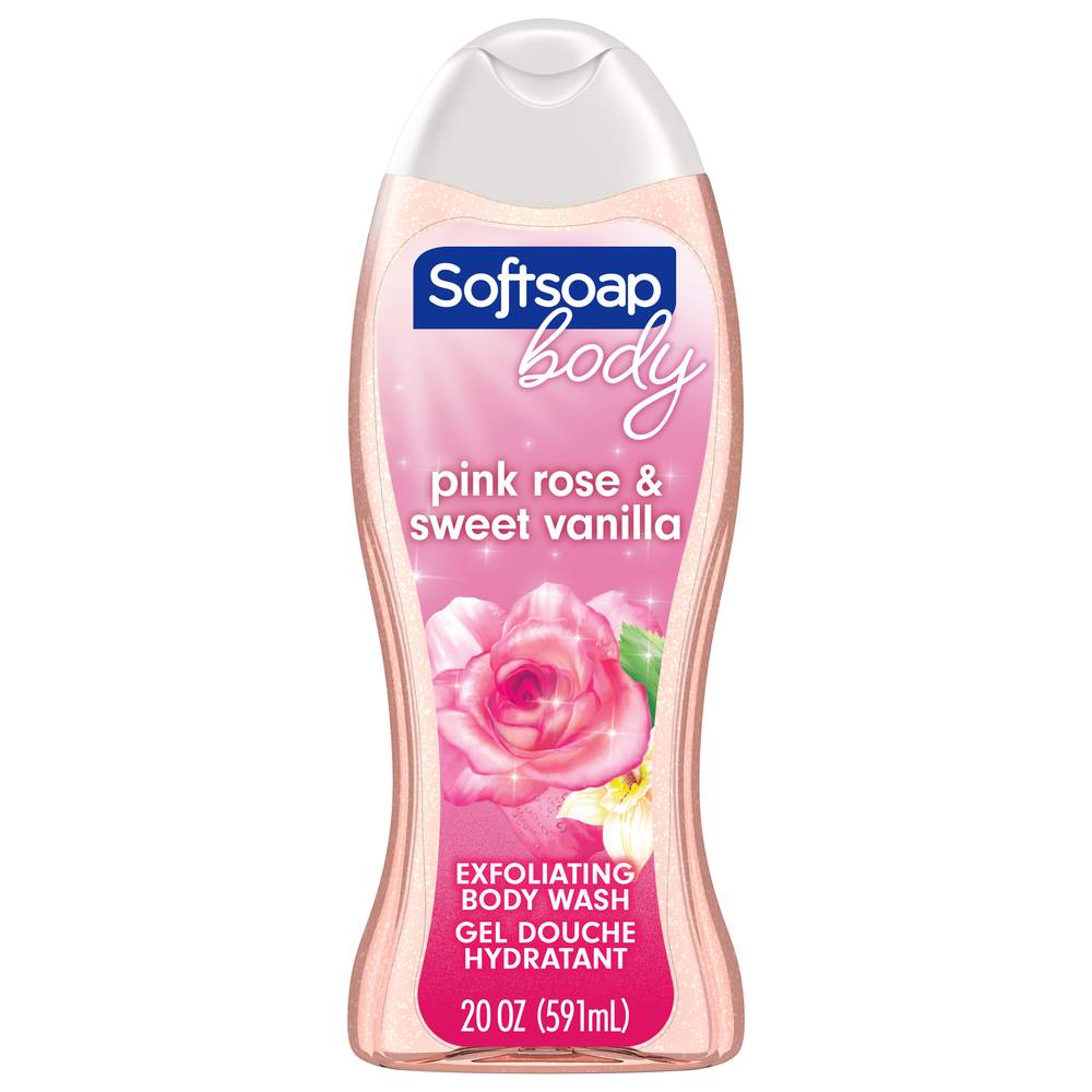 Softsoap Exfoliating Body Wash Pink Rose & Vanilla