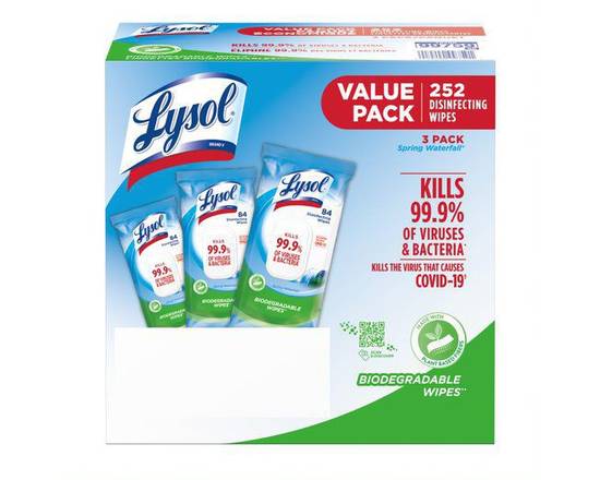 Lysol · Chute d'eau printanière (200 g) - Spring waterfall wipes value pack (3 x 84 unit)