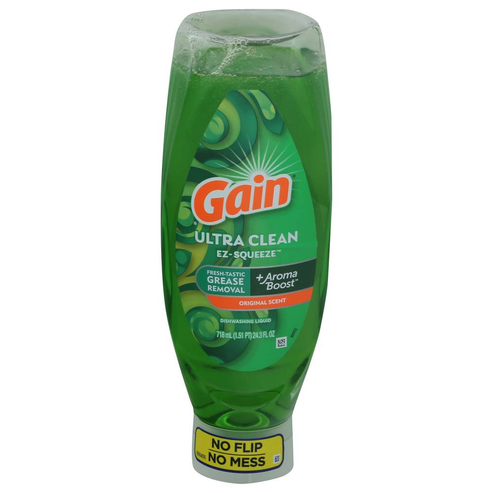 Gain Ez-Squeeze Dishwashing Liquid Dish Soap, Original Scent, 24.3 fl oz