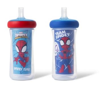 The First Years Marvel Spidey & Friends Spill Proof Insulated Straw Sippy Cups 9oz