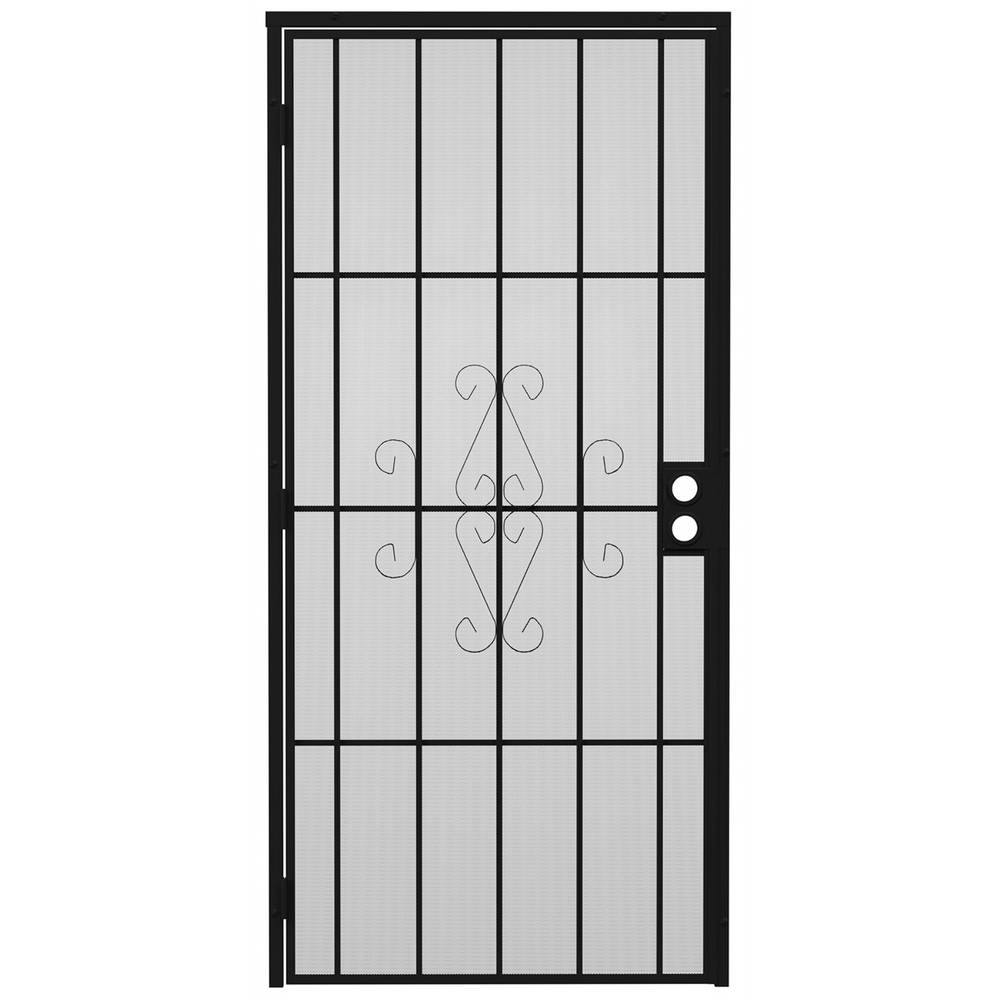 Gatehouse Magnum 36-in x 81-in Black Steel Surface Mount Universal/Reversible Security Door with Black Screen | 91824052