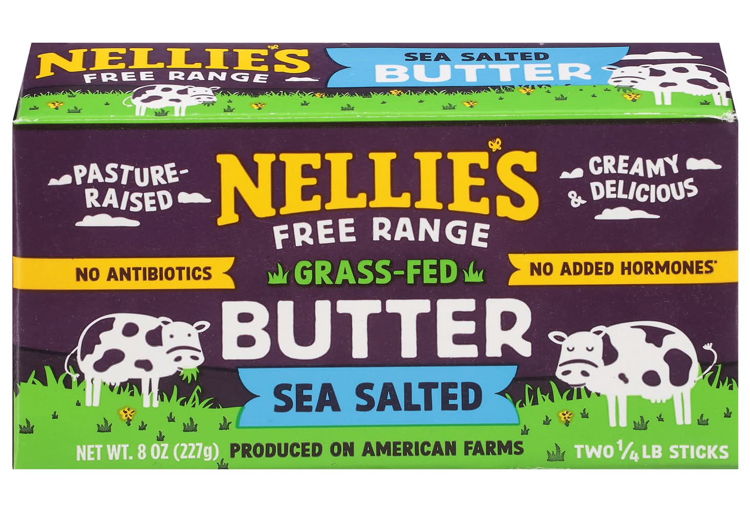 Nellie's Free Range Slow Churned Butter Sticks, Sea Salted (8 oz, 2 ct)