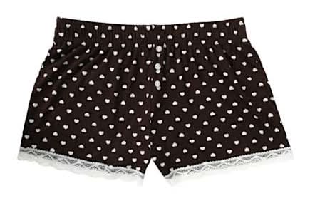 Juniors Pajama Shorts Large Brown Heart
