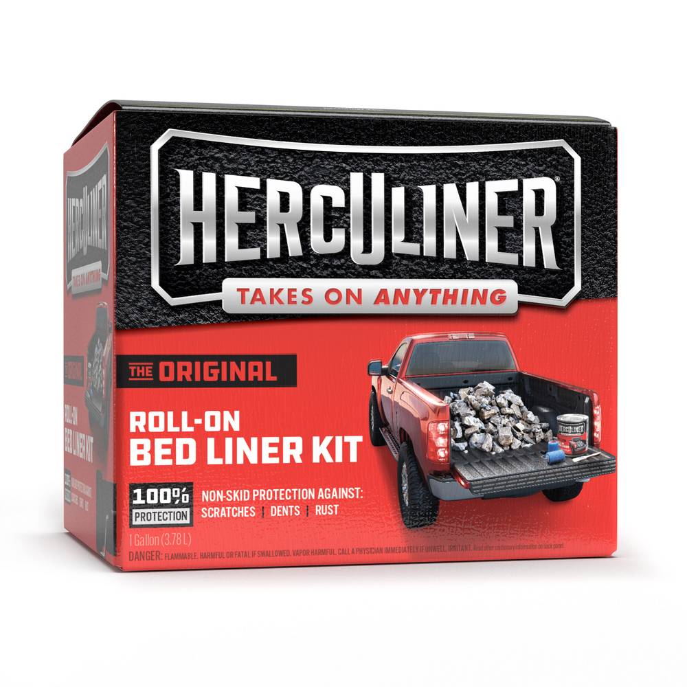 HERCULINER Black 1-Gallon Truck Bed Liner Kit | Polyurethane | Roller Included | Skid-Resistant | Rust Prevention | Durable & Textured Finish | HCL1B8