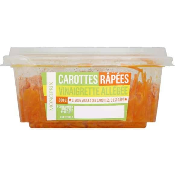 Monoprix Carottes Râpées Vinaigrette Allégée La Barquette De 300 G