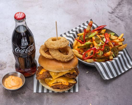 Cluckin' Hot Stack Burger & Spicy Fries