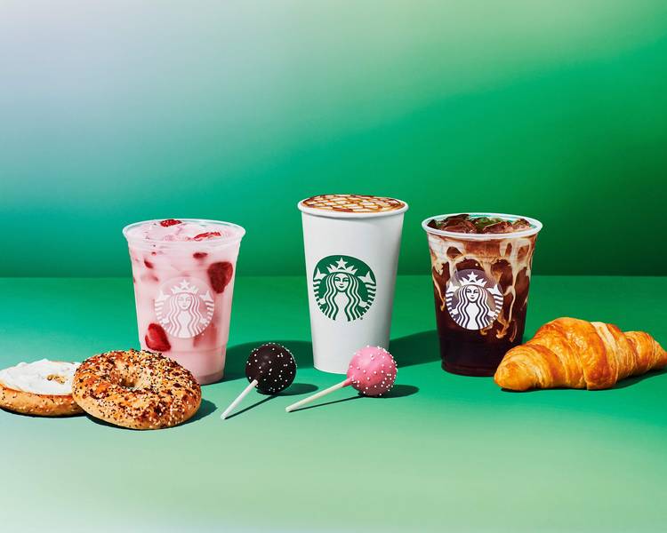 Miniature Starbucks Paper Bag and 2 Pcs Ice Stawberry Milkshake