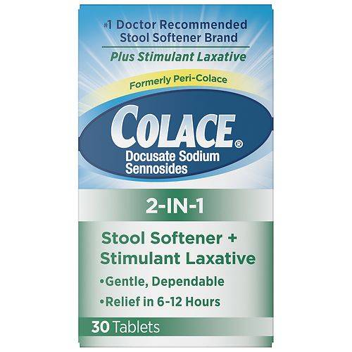 Colace 2-In-1 Stool Softener & Stimulant Laxative Tablets - 30.0 ea