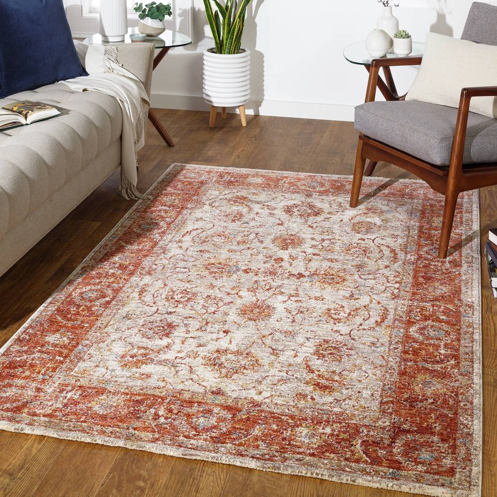 allen + roth Monarch Border 2 X 3 (ft) Rust Indoor Floral/Botanical Area Rug | 297097