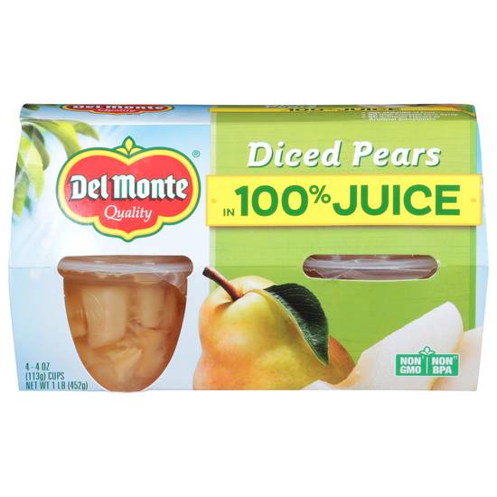 Del Monte California Bartlett Diced Pears in Light Syrup (4 ct)